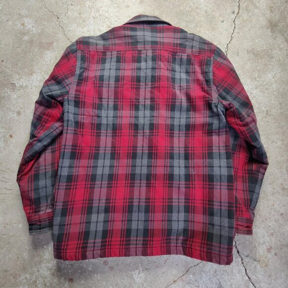 'Carhartt' red flannel fleece lined workwear jacket men's M - Picture 3 of 4